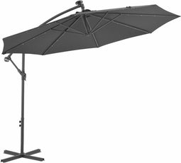 vidaXL - Zweefparasol - met - LED-verlichting - stalen - paal - 300 - cm - antraciet
