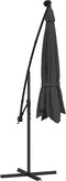 vidaXL - Zweefparasol - met - LED-verlichting - stalen - paal - 300 - cm - antraciet