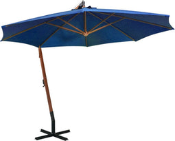 vidaXL - Zweefparasol - met - paal - 3,5x2,9 - m - massief - vurenhout - azuurblauw