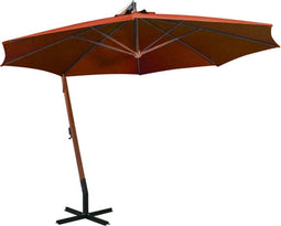 vidaXL - Zweefparasol - met - paal - 3,5x2,9 - m - massief - vurenhout - terracotta