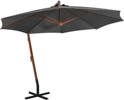 vidaXL - Zweefparasol - met - paal - 3,5x2,9 - m - massief - vurenhout - antraciet