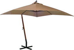 vidaXL - Zweefparasol - met - paal - 3x3 - m - massief - vurenhout - taupe