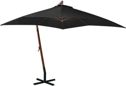 vidaXL - Zweefparasol - met - paal - 3x3 - m - massief - vurenhout - zwart