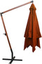 vidaXL - Zweefparasol - met - paal - 3x3 - m - massief - vurenhout - terracottakleurig