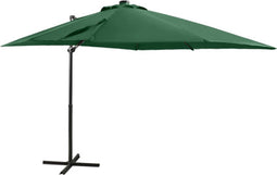 vidaXL - Zweefparasol - met - paal - en - LED-verlichting - 250 - cm - groen
