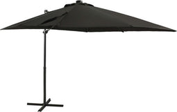 vidaXL - Zweefparasol - met - paal - en - LED-verlichting - 250 - cm - zwart