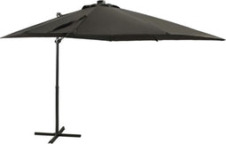vidaXL - Zweefparasol - met - paal - en - LED-verlichting - 250 - cm - antracietkleur