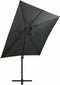 vidaXL - Zweefparasol - met - paal - en - LED-verlichting - 250 - cm - antracietkleur