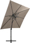 vidaXL - Zweefparasol - met - paal - en - LED-verlichting - 250 - cm - taupe