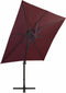 vidaXL - Zweefparasol - met - paal - en - LED-verlichting - 250 - cm - bordeauxrood