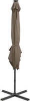 vidaXL - Zweefparasol - met - paal - en - LED-verlichting - 250 - cm - taupe