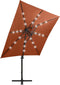 vidaXL - Zweefparasol - met - paal - en - LED-verlichting - 250 - cm - terracottakleur