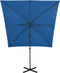 vidaXL - Zweefparasol - met - paal - en - LED-verlichting - 250 - cm - azuurblauw