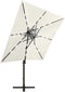 vidaXL - Zweefparasol - met - paal - en - LED-verlichting - 250 - cm - zandkleurig