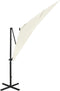 vidaXL - Zweefparasol - met - paal - en - LED-verlichting - 250 - cm - zandkleurig