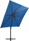 vidaXL - Zweefparasol - met - paal - en - LED-verlichting - 250 - cm - azuurblauw
