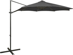 vidaXL - Zweefparasol - met - paal - en - LED-verlichting - 300 - cm - antracietkleur