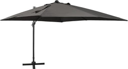 vidaXL - Zweefparasol - met - paal - en - LED-verlichting - 300 - cm - antracietkleur