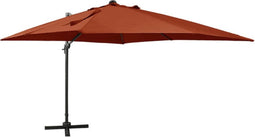 vidaXL - Zweefparasol - met - paal - en - LED-verlichting - 300 - cm - terracottakleur
