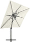 vidaXL - Zweefparasol - met - paal - en - LED-verlichting - 300 - cm - zandkleurig