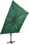 vidaXL - Zweefparasol - met - paal - en - LED-verlichting - 300 - cm - groen