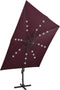 vidaXL - Zweefparasol - met - paal - en - LED-verlichting - 300 - cm - bordeauxrood