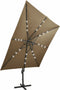 vidaXL - Zweefparasol - met - paal - en - LED-verlichting - 300 - cm - taupe