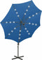 vidaXL - Zweefparasol - met - paal - en - LED-verlichting - 300 - cm - azuurblauw