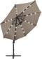 vidaXL - Zweefparasol - met - paal - en - LED-verlichting - 300 - cm - taupe