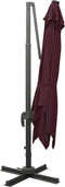 vidaXL - Zweefparasol - met - paal - en - LED-verlichting - 300 - cm - bordeauxrood