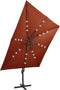 vidaXL - Zweefparasol - met - paal - en - LED-verlichting - 300 - cm - terracottakleur
