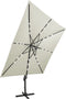 vidaXL - Zweefparasol - met - paal - en - LED-verlichting - 300 - cm - zandkleurig