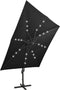 vidaXL - Zweefparasol - met - paal - en - LED-verlichting - 300 - cm - zwart