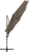 vidaXL - Zweefparasol - met - paal - en - LED-verlichting - 300 - cm - taupe