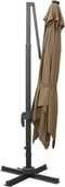 vidaXL - Zweefparasol - met - paal - en - LED-verlichting - 300 - cm - taupe
