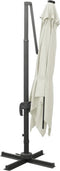 vidaXL - Zweefparasol - met - paal - en - LED-verlichting - 300 - cm - zandkleurig
