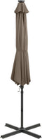 vidaXL - Zweefparasol - met - paal - en - LED-verlichting - 300 - cm - taupe
