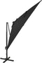 vidaXL - Zweefparasol - met - paal - en - LED-verlichting - 300 - cm - zwart