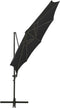 vidaXL - Zweefparasol - met - paal - en - LED-verlichting - 300 - cm - zwart