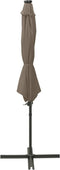 vidaXL - Zweefparasol - met - paal - en - LED-verlichting - 300 - cm - taupe
