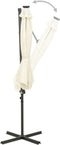 vidaXL - Zweefparasol - met - paal - en - LED-verlichting - 300 - cm - zandkleurig