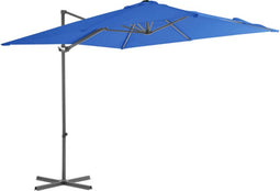 vidaXL - Zweefparasol - met - stalen - paal - 250x250 - cm - azuurblauw