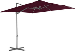 vidaXL - Zweefparasol - met - stalen - paal - 250x250 - cm - bordeauxrood