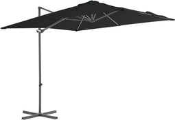 vidaXL - Zweefparasol - met - stalen - paal - 250x250 - cm - zwart