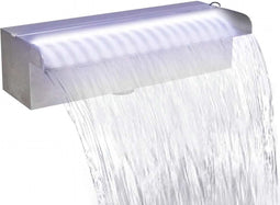 vidaXL - Zwembadwaterval - met - LED's - rechthoekig - 30 - cm - roestvrij - staal