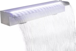 vidaXL - Zwembadwaterval - met - LED's - rechthoekig - 60 - cm - roestvrij - staal
