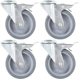 vidaXL - Zwenkwielen - met - boutgaten - en - dubbele - remmen - 4 - st - 100 - mm