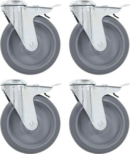 vidaXL - Zwenkwielen - met - boutgaten - en - dubbele - remmen - 4 - st - 125 - mm