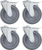 vidaXL - Zwenkwielen - met - boutgaten - en - dubbele - remmen - 4 - st - 125 - mm