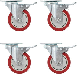 vidaXL - Zwenkwielen - met - dubbele - remmen - 4 - st - 100 - mm